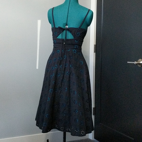 **ONE OF A KIND** Peek-a-boo Black Eyelet A Line Tea Length Dress - Picture 3 of 6